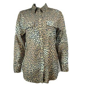 CHICOS Gray Orange Animal Print Button Down M/8